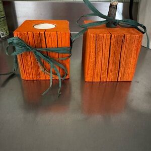 Reclaimed Wood Pumpkin & Tea Light For Thanksgiving & Halloween